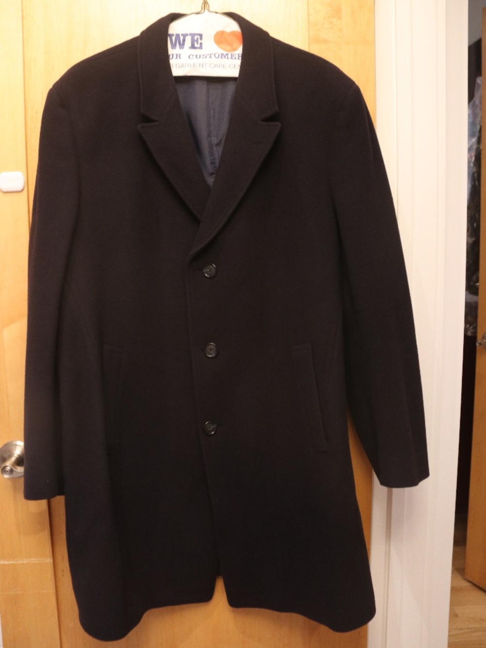Marc Jacobs Black Wool Single Breasted Men's Coat, Size 2XL